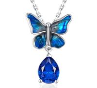 925 Sterling Silver Butterfly Necklace September Birthstone Blue Sapphire Necklace Teardrop Gemstone Fine Jewellery Gifts for Women Mother