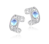 925 Sterling Silver Celtic Ear Cuff Earrings Non Pierced Lab Moonstone Fake Cartilage Cuffs Earrings for Women - Set of 2 (Celtic Moonstone)