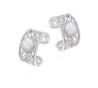 925 Sterling Silver Celtic Ear Cuff Earrings Non Pierced Opal Fake Cartilage Cuffs Earrings for Women - Set of 2 (Celtic Synthetic Opal)