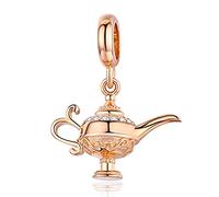 925 Sterling Silver Charm Love Family Charm Aladdin's Magic Lamp Charms Anniversary Charm for Pandora Charms Bracelet (Rose Gold Charms)