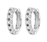 925 Sterling Silver Checkerboard Hoop Earrings for Women