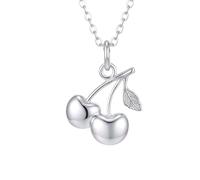 925 sterling silver cherry necklace. fruit love charm. |LK_NLC_02655 | petite food pendant. pastry chef gift. simple delicate dainty everyday jewelry with 18 inch chain