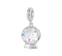 925 Sterling Silver Christmas Deer Charm Snowman Bead Santa Claus Tree Family Love Pendant for Pandora Charm Bracelet (Christmas Snowglobe)