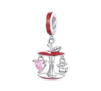 925 Sterling Silver Christmas Deer Charm Snowman Bead Santa Claus Tree Family Love Pendant for Pandora Charm Bracelet (Apple A)