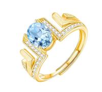 925 Sterling Silver Chunky Ring For Women Men Natural Gemstone Thumb Ring Adjustable Luxury Cubic Zirconia Band Cocktail Fashion Hollow Brushed Matte Band Topaz Gold Plated
