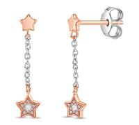 925 Sterling Silver Clear Cubic Zirconia Single Star Dangle Stud Earrings for Preteens and Teens - Beautiful Star Shaped Earrings for A Young Girls Birthday or Special Occasion