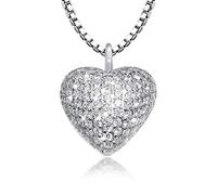925 Sterling Silver Cremation Necklace CZ Heart Urn Pendant Jewelry for Pet Human Ashes Keepsake Memorial Jewelry Gift for Women, Sterling Silver, Cubic Zirconia