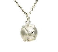 925 Sterling Silver Cricket Ball Charm Pendant & Sterling Silver 18" Chain Necklace