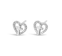 925 Sterling Silver Cross in Heart Stud Earrings for Girls - Holy Communion Jewellery, Flower Girl, and Confirmation Earrings by EvaVictoria