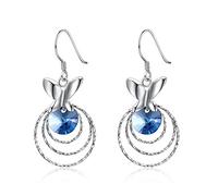 925 Sterling Silver Crystals From Dangle Earrings Butterfly Three Circles Round Drop Earrings Jewelry