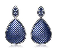 925 Sterling Silver Cubic Zirconia Teardrop Earrings Fine Jewelry Wedding Prom Party Gift, Large, Copper, Cubic Zirconia