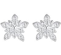 925 Sterling Silver Cubic Zirconia Winter Snowflake Flower Elegant Stud Earrings ClearSilver Color Professional process