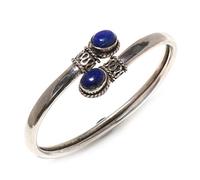 925 Sterling Silver Cuff Bracelet for Women Authentic Lapis Lazuli Gemstone Tribal Gypsy Ethnic Boho Style Unique Designer Adjustable Fashion Healing Jewellery Handmade by Tibetan Silver Artisans