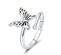 925 Sterling Silver Cute Butterfly Adjustable Finger Rings, Gold Adjustable Ring 2 Colors