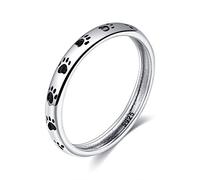 925 Sterling Silver Cute Cat and Dog Footprint Ring Animal Paw Print Rings Party Birthday Gift for Women Girl Jewelry (7)
