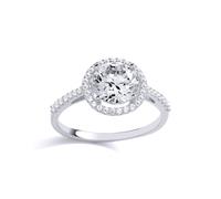 925 Sterling Silver CZ Round Halo Solitaire Engagement Ring - GVR899 Jewelco London White N