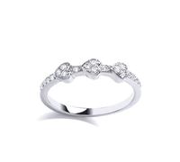 925 Sterling Silver CZ Trilogy Love Hearts Stacker Ring - GVR879 Jewelco London White K