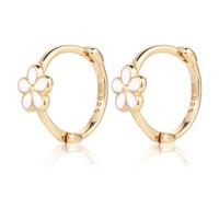 925 Sterling Silver Daisy Hoop Earrings, Flower Hoop Earrings Stylish Round Huggie Earrings Small Floral Daisy Jewelry for Women Pierced Cartilage Earrings Hoop Gifts for Girls(Gold)