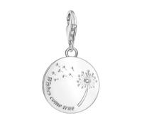 925 Sterling Silver Dandelion | Five Petal Flower | Nature Leaf CZ Enamel Clip-on Lobster Clasp Charm | For Linked Chain Bracelets or Necklace | Gift Packed (Dandelion Flower)