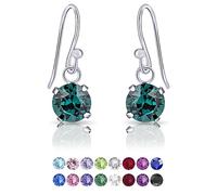 925 Sterling Silver Dangle Earrings With Swarovski Crystal Light Elements - Emerald Green Drop Earrings for Women - Green Stone Crystal Jewelry