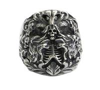 925 Sterling Silver Dark Banshee Skull Ring Punk Jewellery TA259A UK Size N½~Z4 (UK W½ (65.9mm))