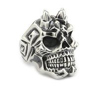 925 Sterling Silver Devil Horn Skull Ring Mens Punk Jewellery TA13A UK Size N½~Z4 (UK X½ (67.2mm))