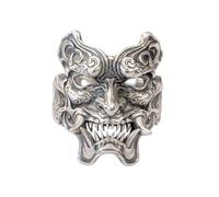 925 Sterling Silver Devil Mask Biker Ring Punk Skull Jewelry TA501A UK Size N½~Z1 (UK Q½ (58.3mm))
