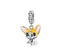 925 Sterling Silver Dog Charm Gifaffe Charm Dove Charm Cat Charm Fish Charm Rabbit Charm Crab Charm Owl Charm Monkey Charm for Pandora Charm Bracelet (Dog)