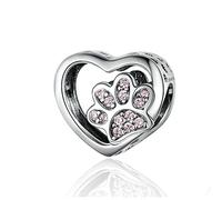 925 Sterling Silver Dog Paw Charm Animal Charm Pet Charm Birthday Charm Anniversary Charm for Pandora Charm Bracelet