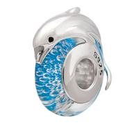 925 Sterling Silver Dolphin Charm with Crystal Charm Ocean Charm Animal Charm Birthday Charm for Pandora Charms Bracelet (B)