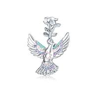 925 Sterling Silver Dove Charm Dog Charm Gifaffe Charm Cat Charm Fish Charm Rabbit Charm Crab Charm Owl Charm Monkey Charm for Pandora Charm Bracelet (Dove of Peace)