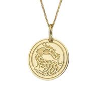 925 Sterling Silver Dragon Pendant Necklace, 22mm Round |LK_NLC_00023 | dragon medallion, gold plated celtic dragon pendant with 18 inch cable chain, 1.5mm thick symbolic