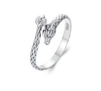 925 Sterling Silver Dragon Scale Pattern Adjustable Ring, Medieval Fantasy Design, Open Wrap Style
