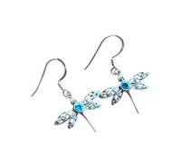 925 Sterling Silver Dragonfly Dangle Gemstone Earrings, Handmade Hook Style, 3 gm, Peridot, Garnet and others