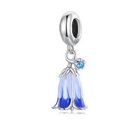 925 Sterling Silver Drip Bluebell Charm Beads, DIY Handmade Pendant for Troll Chamilia Biagi European Style Bracelet Necklaces