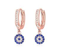 925 Sterling Silver Drop Earrings For Women Blue Cz Crystal Luxury Turkish Evil Eye Earring Lucky Wedding Fine Jewelry