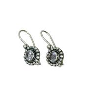 925 Sterling Silver Drop Earrings, Handmade Boho Dangle in Topaz, Onyx and Others (Amethyst)