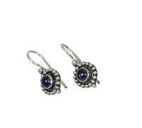 925 Sterling Silver Drop Earrings, Handmade Boho Dangle in Topaz, Onyx and Others (Amethyst.)