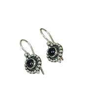 925 Sterling Silver Drop Earrings, Handmade Boho Dangle in Topaz, Onyx and Others (Blue Sunstone)
