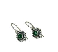 925 Sterling Silver Drop Earrings, Handmade Boho Dangle in Topaz, Onyx and Others (Green Onyx)