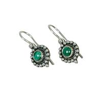 925 Sterling Silver Drop Earrings, Handmade Boho Dangle in Topaz, Onyx and Others (Malachite)