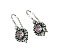 925 Sterling Silver Drop Earrings, Handmade Boho Dangle in Topaz, Onyx and Others (Pink Topaz)
