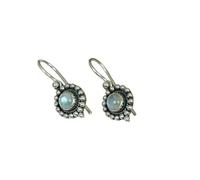 925 Sterling Silver Drop Earrings, Handmade Boho Dangle in Topaz, Onyx and Others (Rainbow Moonstone)