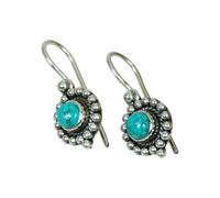 925 Sterling Silver Drop Earrings, Handmade Boho Dangle in Topaz, Onyx and Others (Turquoise)
