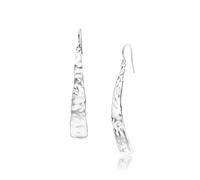 925 Sterling Silver Earrings Bold Hammered Liner Shaped, Oxidized, Stylish, Hypoallergenic, Nickel and Lead-free, French Wire Earring Back Collection, Made in Israel