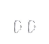 925 Sterling Silver Earrings, Earrings Clip On Silver Geometric with Cubic Zirconia Women Jewelry