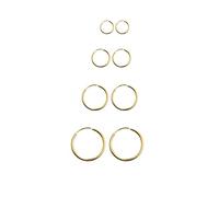 925 Sterling Silver Earrings Set 4 Pairs Gold Hoop Earrings Unisex Sleeper Hoops 10mm/12mm/14mm/16mm Womens Earrings Hoops Mens Earrings Gold Earrings for Women Men Girls