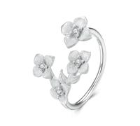 925 Sterling Silver Elegant Flower Open Adjustable Ring, White Gold Statement Ring Fine Jewelry Gifts For Women