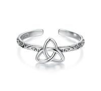 925 Sterling Silver Embossed Vintage Celtic Pattern Ring For Women Simple Silver Adjustable Ring Fine Jewelry Gift