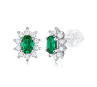 925 sterling silver emerald earrings, sunflower birthday stone earrings (with gift box)